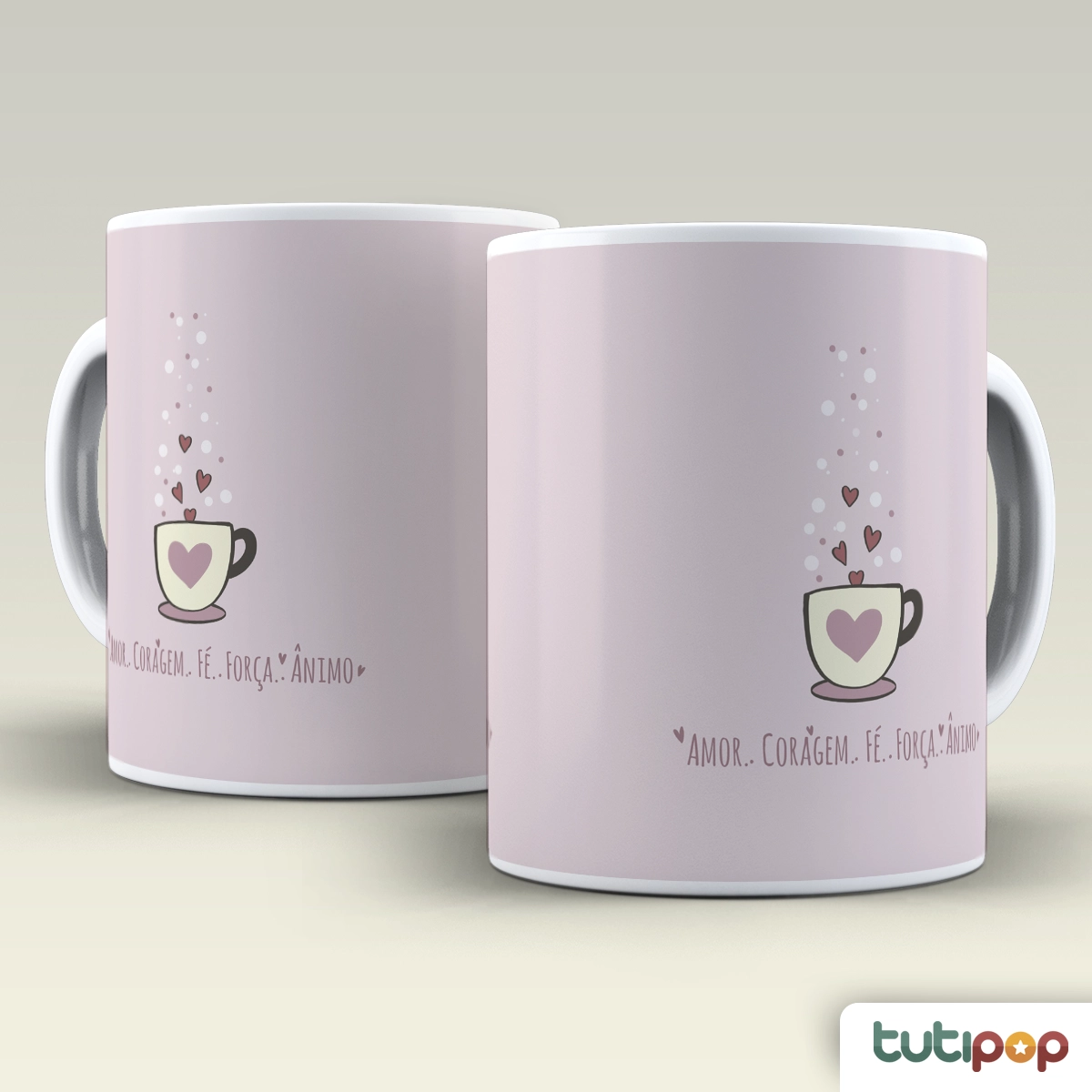 Caneca Amor - Coragem - Fé - Força - Ânimo