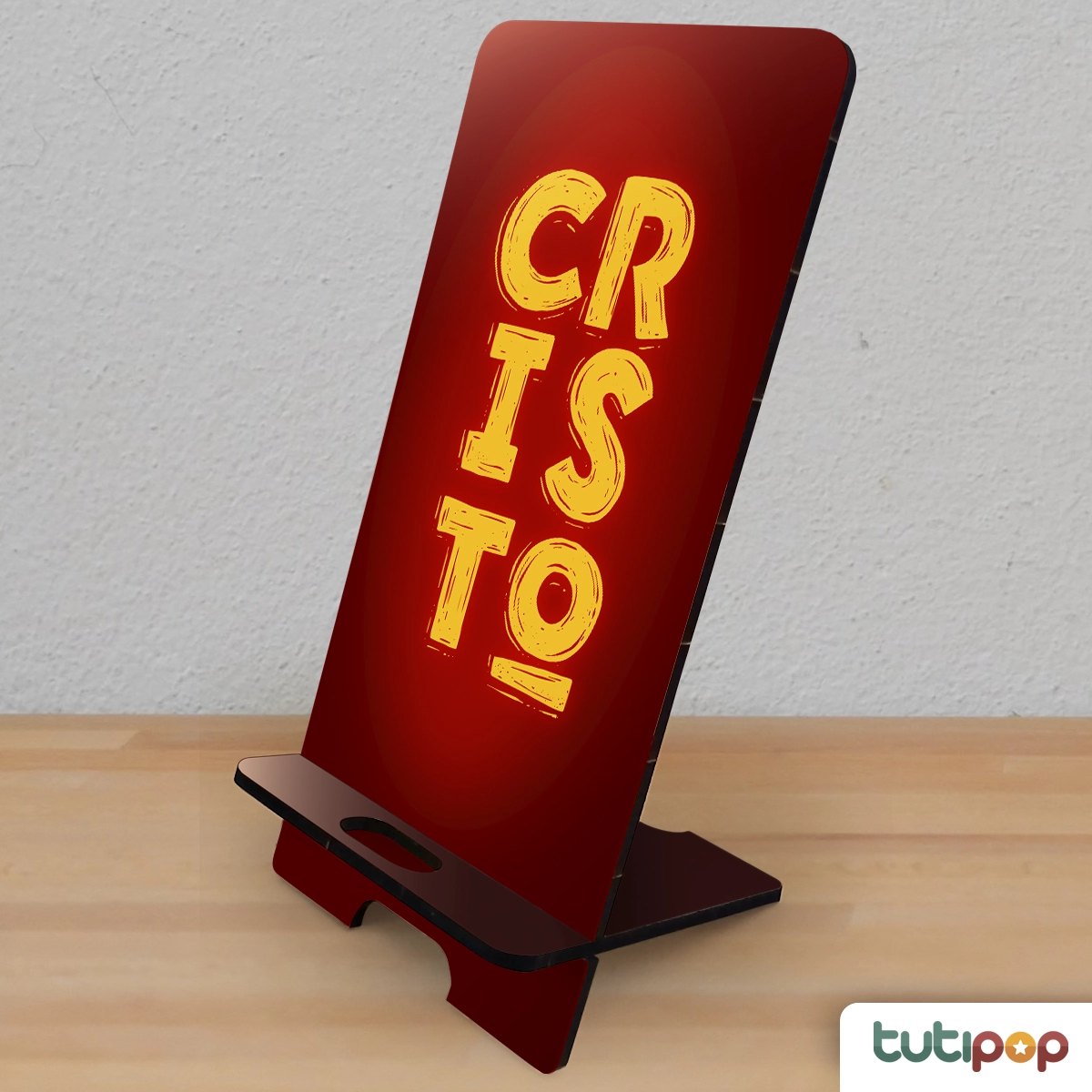 Porta-Celular Cristo – Design Conceitual Religioso Minimalista