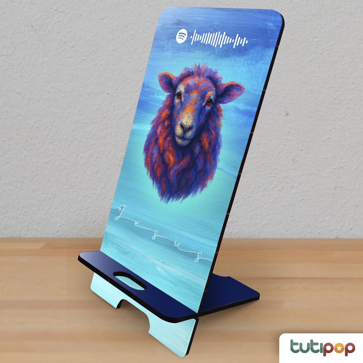 Porta-Celular Cordeiro de Deus com Spotify Code – Presente Cristão Personalizado