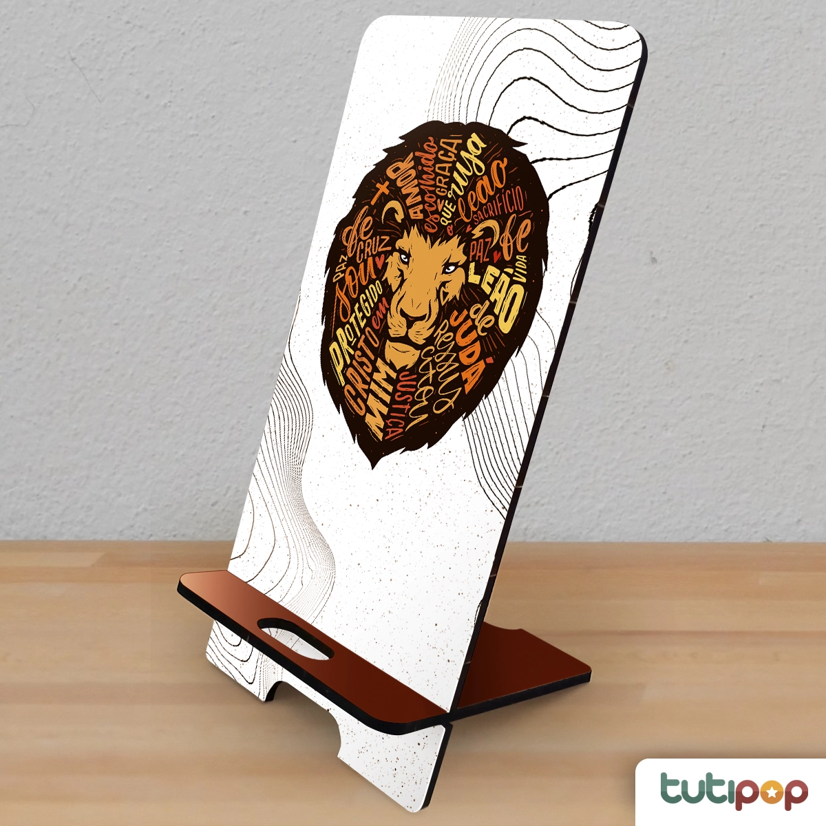 Porta-Celular Leão de Judá – Arte Exclusiva com Expressões de Fé